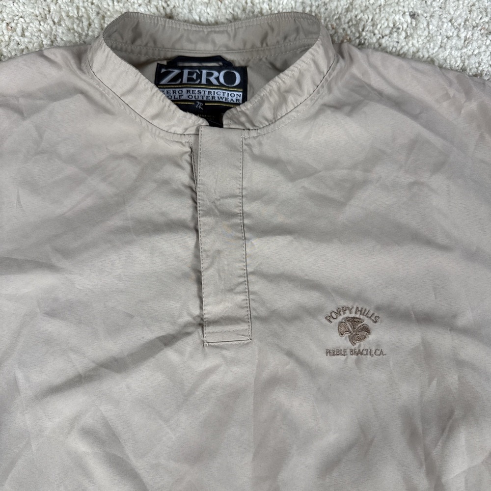 Zero Restriction Mens Golf Pullover Wind Beige Sz XL Poppy Hills Made In USA Y2K